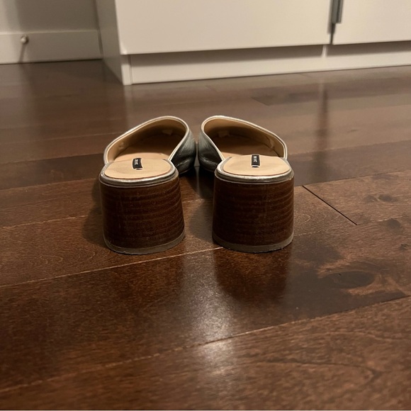 Zara Genuine Leather Silver Mules - Picture 4 of 7